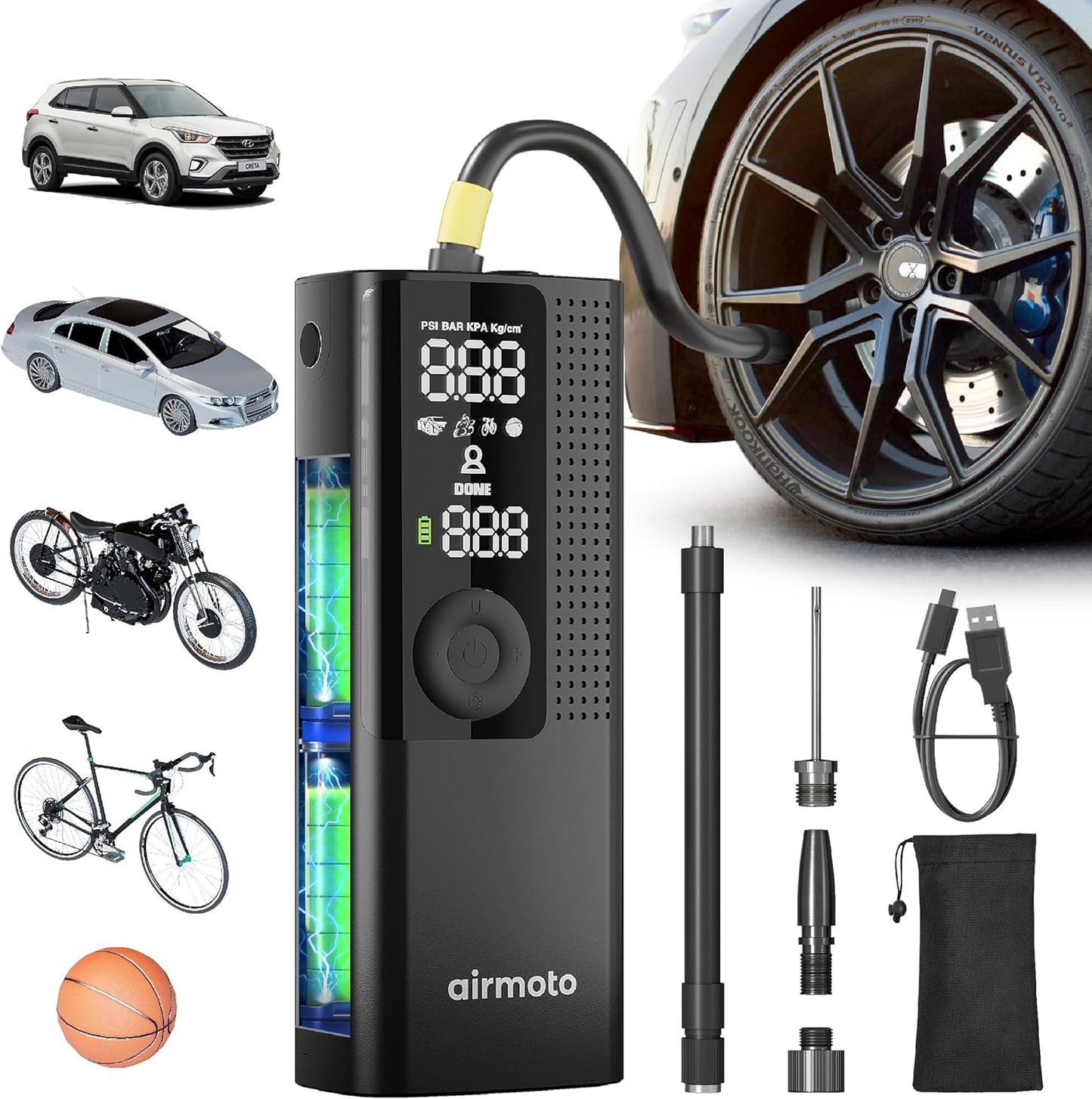 Powerful Portable Air Pump – Inflate Anytime, Anywhere! 🚗💨